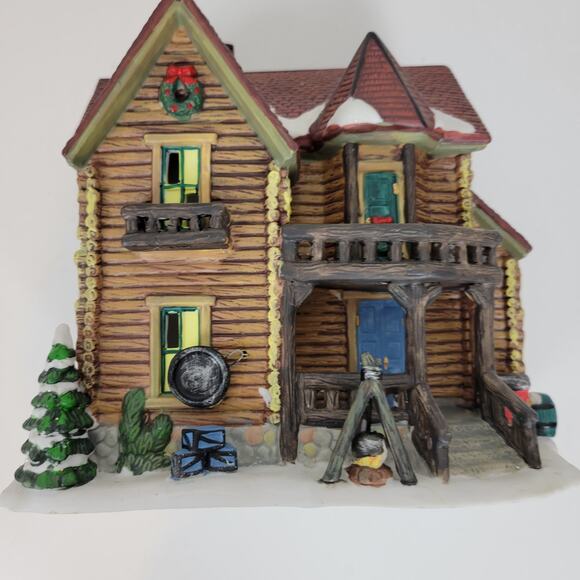 Santa's Workbench Porcelain Lighted House Deer Run Log House Victorian Series - Picture 10 of 13